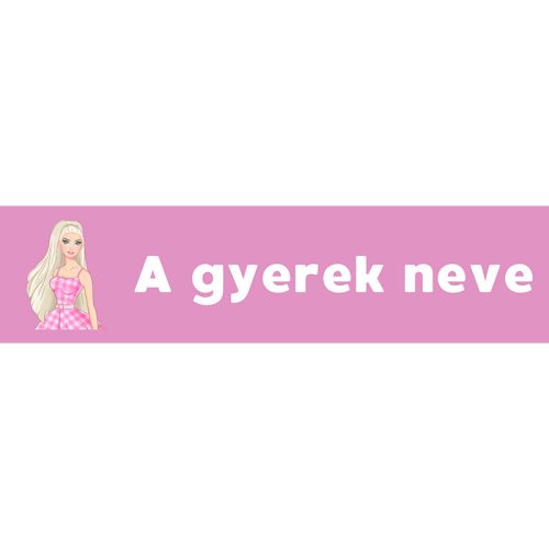 Téglalap alakú öntapadó címke - Barbie, névvel