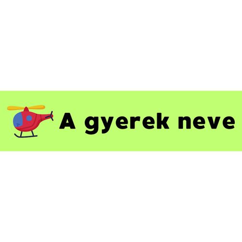 Téglalap alakú öntapadó címke - Helikopter, névvel