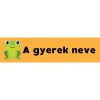 Téglalap alakú öntapadó címke - Béka, névvel