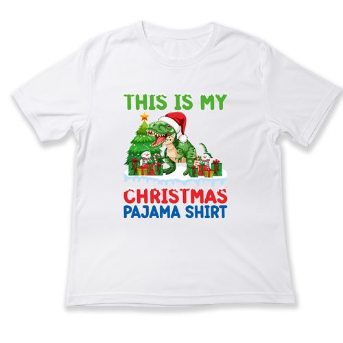 This is my Christmas pajama shirt, dínós alvós póló, Karácsony