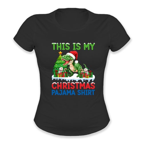 This is my Christmas pajama shirt, dínós alvós póló, Karácsony