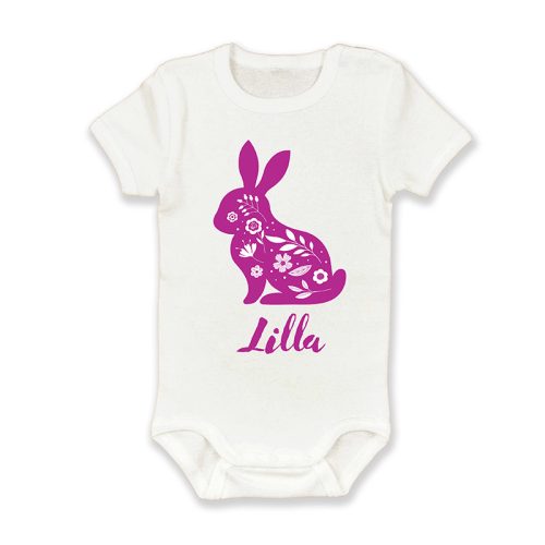 Nyuszi alak, virágos, Lilla, Húsvét