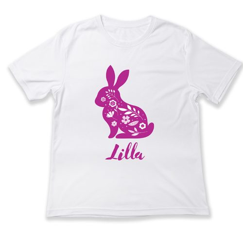 Nyuszi alak, virágos, Lilla, Húsvét