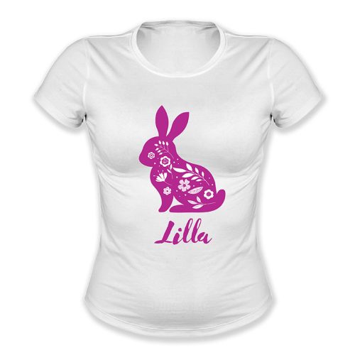 Nyuszi alak, virágos, Lilla, Húsvét
